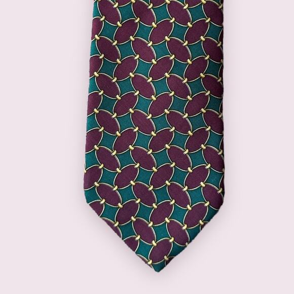 Brooks Brothers Makers Silk Green and Burgundy Tie - Picture 1 of 6